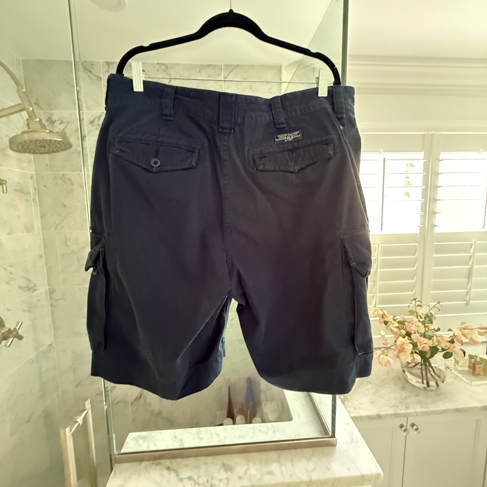 Ralph Lauren Blue Cargo Shorts Classic Cotton Blend